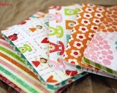 Blank Mini Card Set of 10, Girl Theme with 10 Different Prints with Contrasting Patterns on the Inside, Light Natural Kraft Envelopes