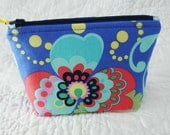 Zippered Pouch - Cosmetic Bag -  Tech Accessories Bag - Amy Butler - Paradise Garden - Love