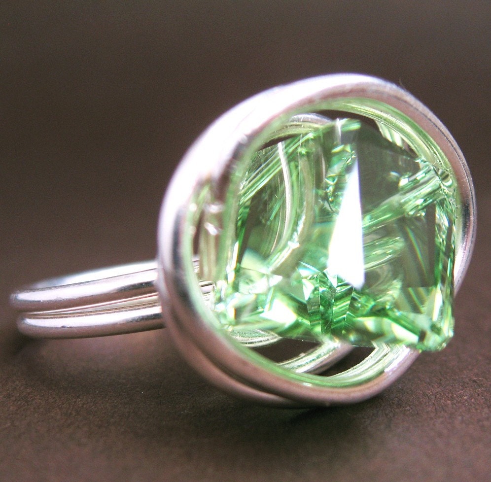Kelly Cocktail Ring - Swarovski crystal, fine silver wire