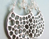Luna Earrings - white gold plated moon shaped components, faceted moonstone rondelles, sterling silver