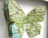 Where I Love You - Custom Vintage Map Butterfly Art