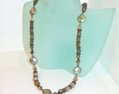 Green Necklace Pearl and Jasper Earthy and Unique