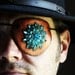 Leather Jeweled Eyepatch OOAK- Hand Painted Leather Patch With Found Jewelry Piece