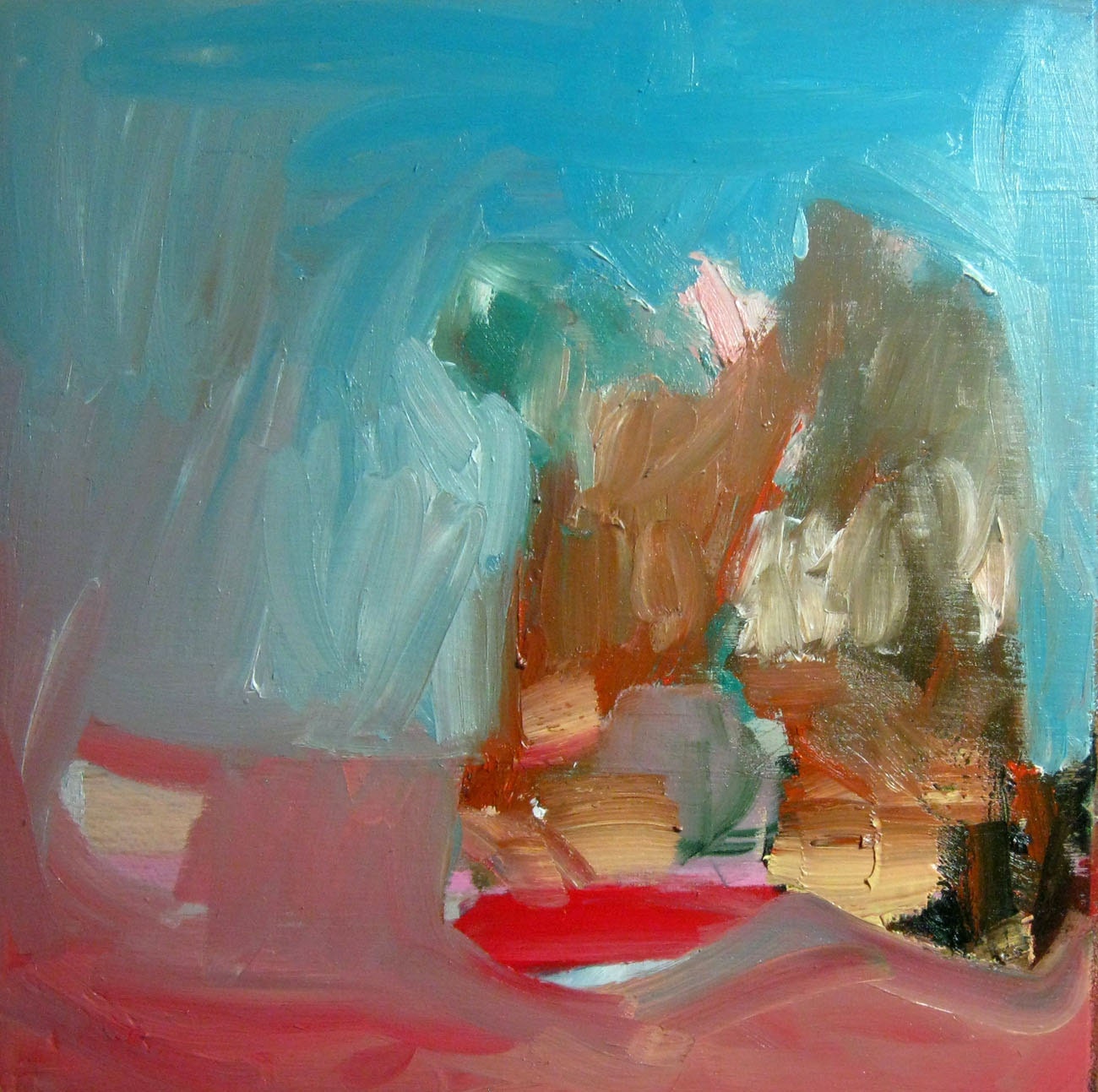 Abstract Mountain, Original oil painting on wood tile