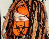 Black Biohazard Neon Orange Surgical Mask  MTCoffinz