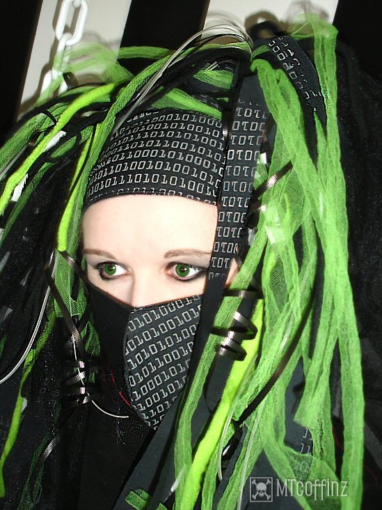 Glow in the Dark Binary Code Cyber Headband MTcoffinz