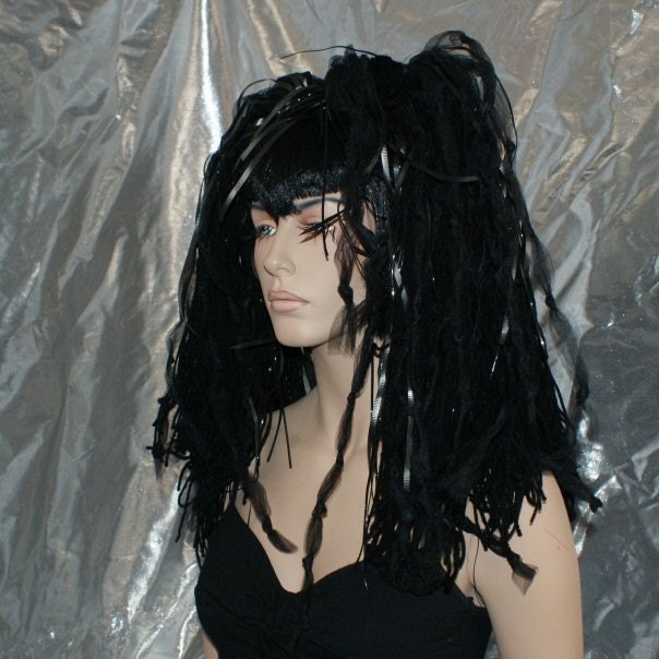 Gothic Midnight Black Clubbing Hair Falls MTCoffinz