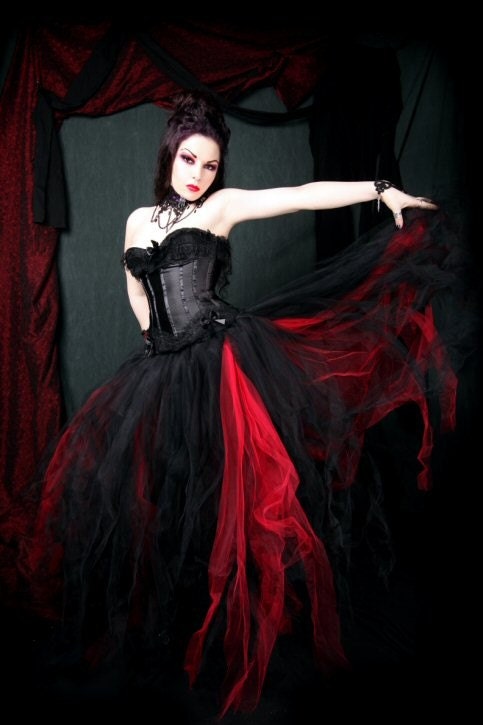 Gothic Bridal skirt, floor length tulle tutu skirt any size MTCoffinz