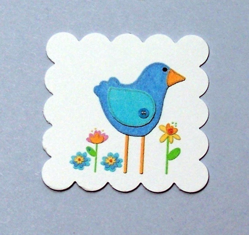 Felt Bird - Set of 8 Scrapbooking tags
