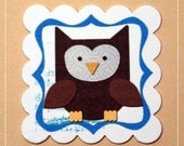 TAGS - Blue Framed Owl Set of 8 scrapbooking hang tags gift tags