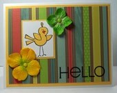 SALE - HELLO CHICK - Handmade greeting card with embellishments