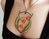 SALE - Lily of the Valley Necklace  -  Copper, Crystal