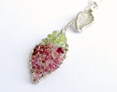 Rosebud of Tourmaline, Peridot and Sterling