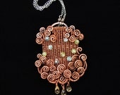 Joy Revisited -- Woven Wire Copper Necklace Gemstones