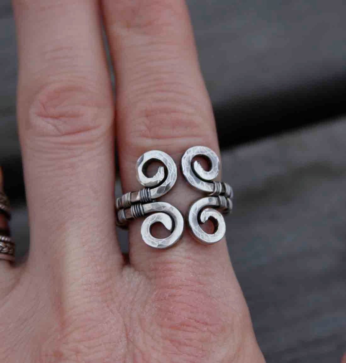 YOUR SIZE Sterling Silver Spiral Cuff Ring