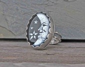 Silver Moon and Star Ring Size 6.25