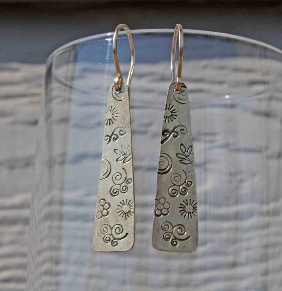 Patterned Brass Earrings