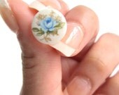 Vintage Porcelain Post Earrings -Sky Blue