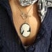 Victorian Black Toggle  Cameo  Necklace- Womens