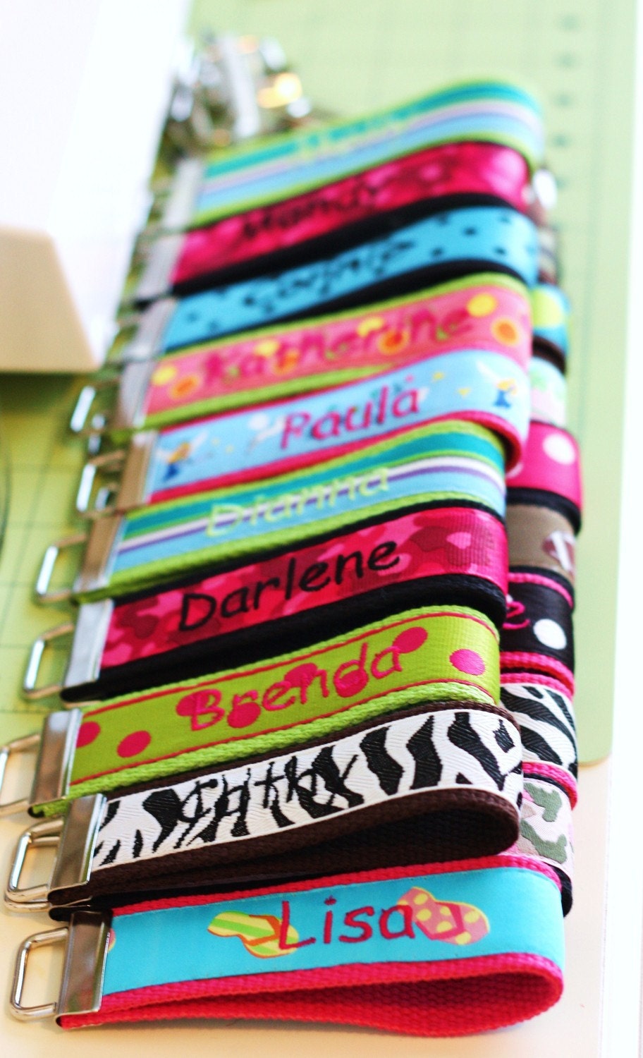 Personalized Embroidered Key Chain Key Fob Wristlet
