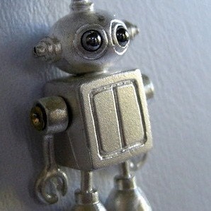 Steampunk robot BUBBLE HEAD ROBOT in sterling silver
