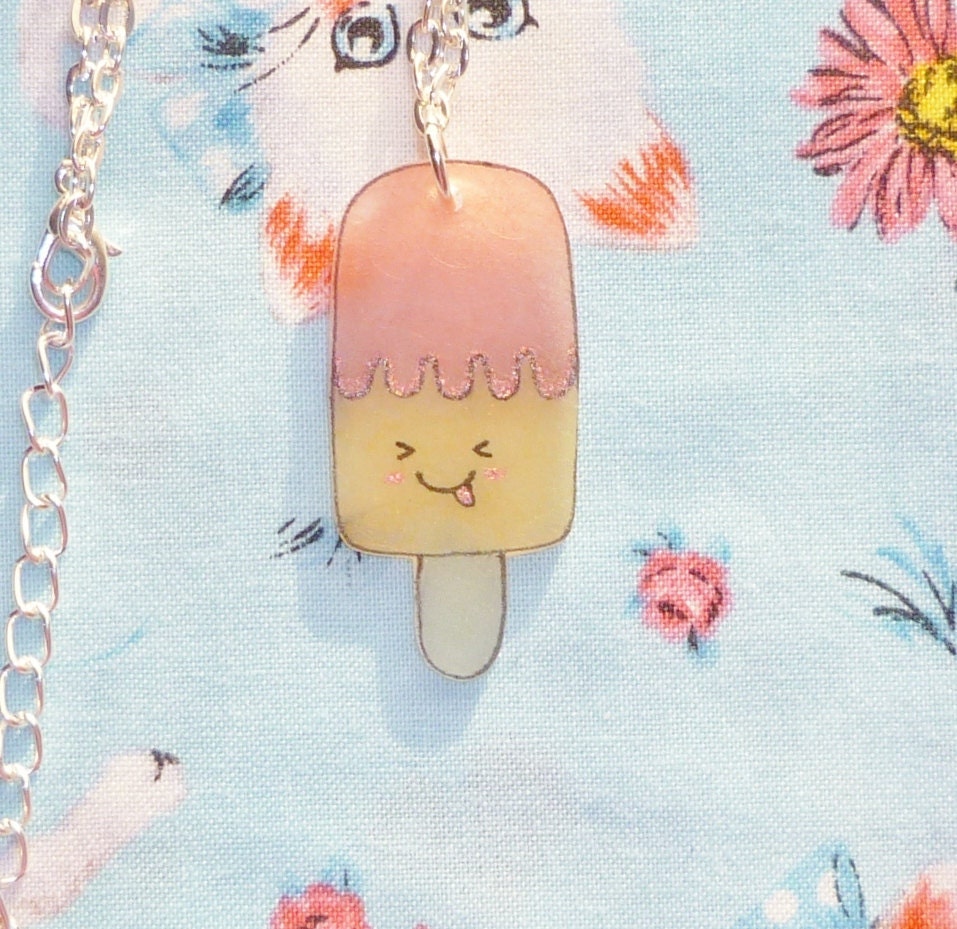 Strawberry and Banana Silly Ice-Lolly Necklace
