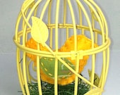 Yellow Bird in Mini Yellow Bird Cage - FELTITNYC