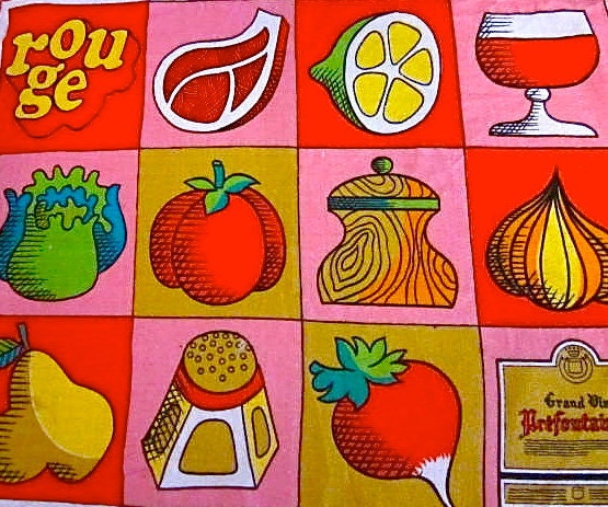 Vintage 1970s French tea Towel