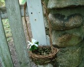 Flower Girl Basket Dried Leaf  Long Handled Ivy Woodland Wedding