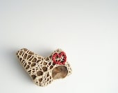 Heart of My Heart Rock Small Paperweight Woven Crocheted Broken