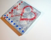 Country Folk Hearts Canvas Art: 8 x 8 inches Original Abstract Acrylic Painting by Robin Pocisk