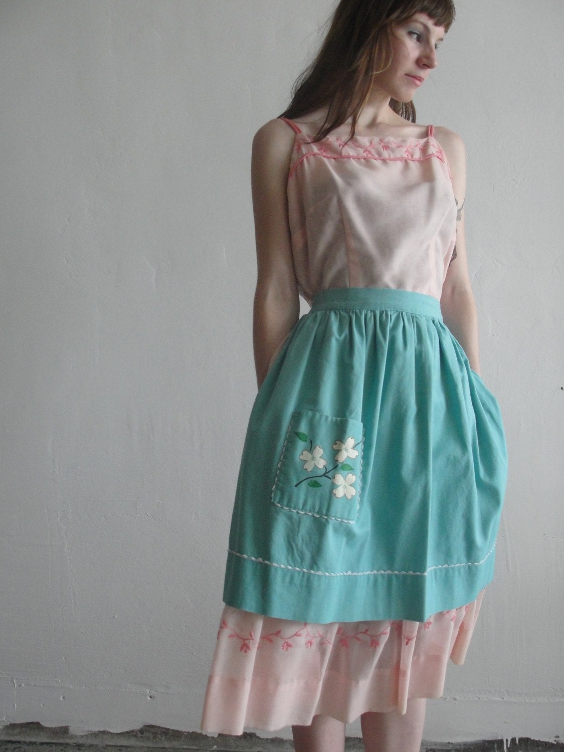 vintage Robin's Egg handpainted apron