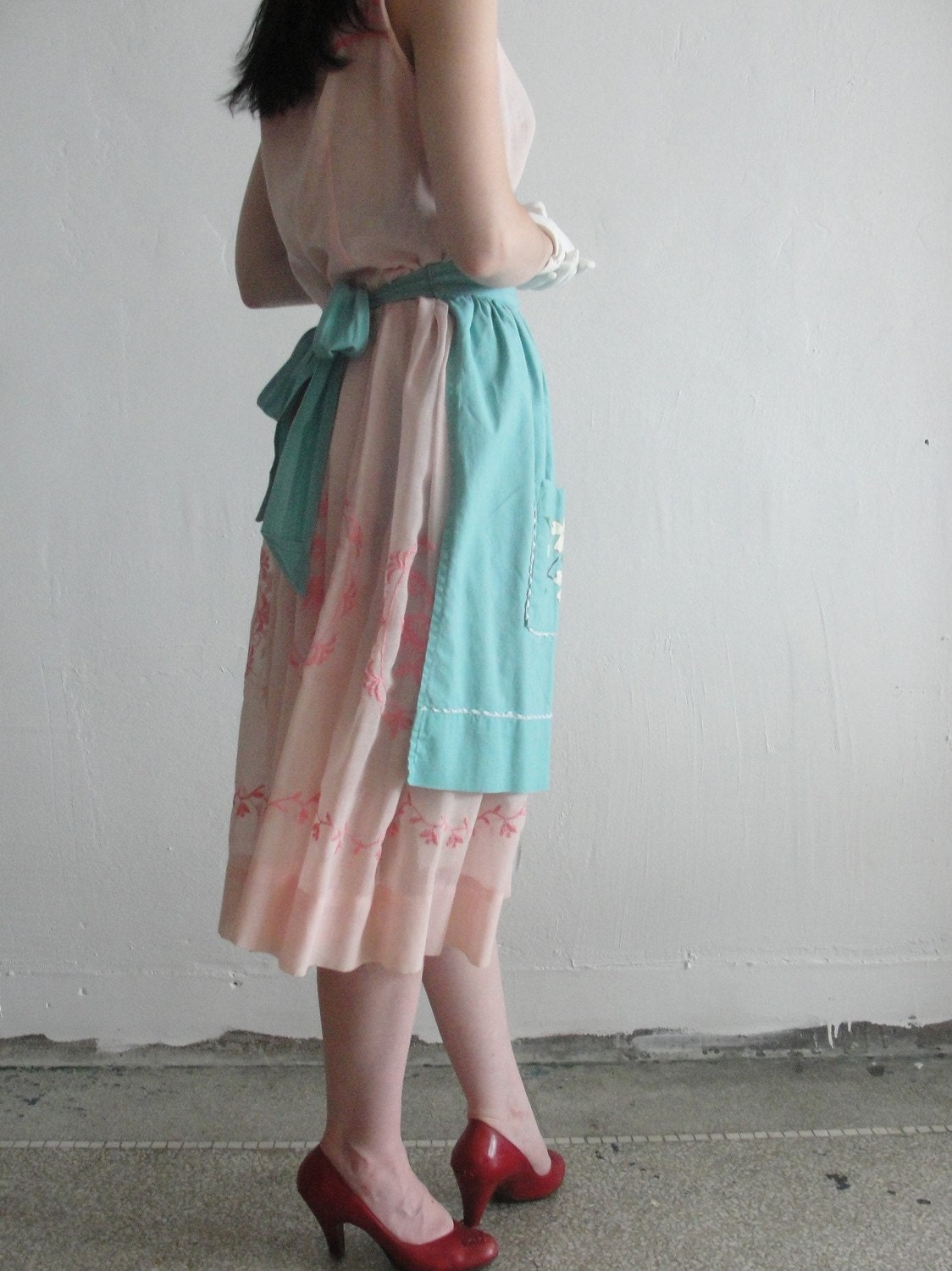 vintage Robin's Egg handpainted apron