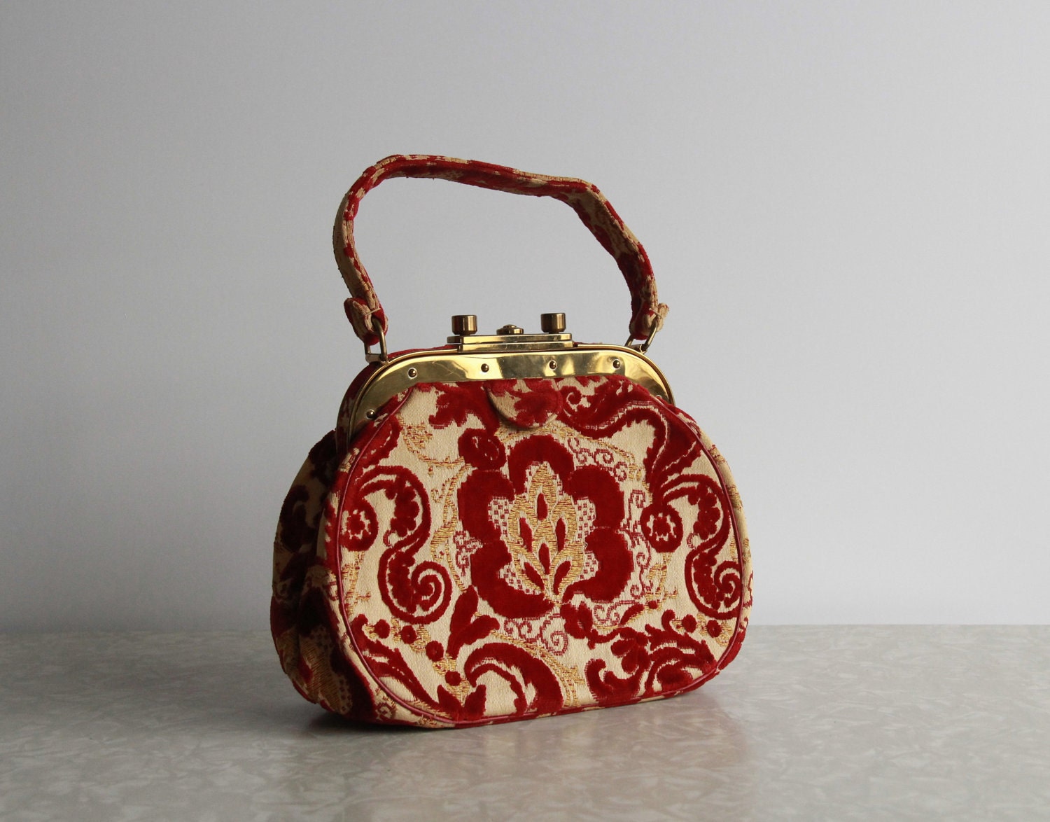Vintage Bergdorf Purse . High Fashion Accessory . 1950s . Boho Carpet Bag