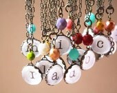 Initial Necklace- The Alphabet Game- Vintage Glass, Colored Bead- Your Choice