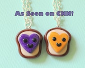 Heart Peanut Butter and Jelly Best Friends Necklaces Clay Miniatures
