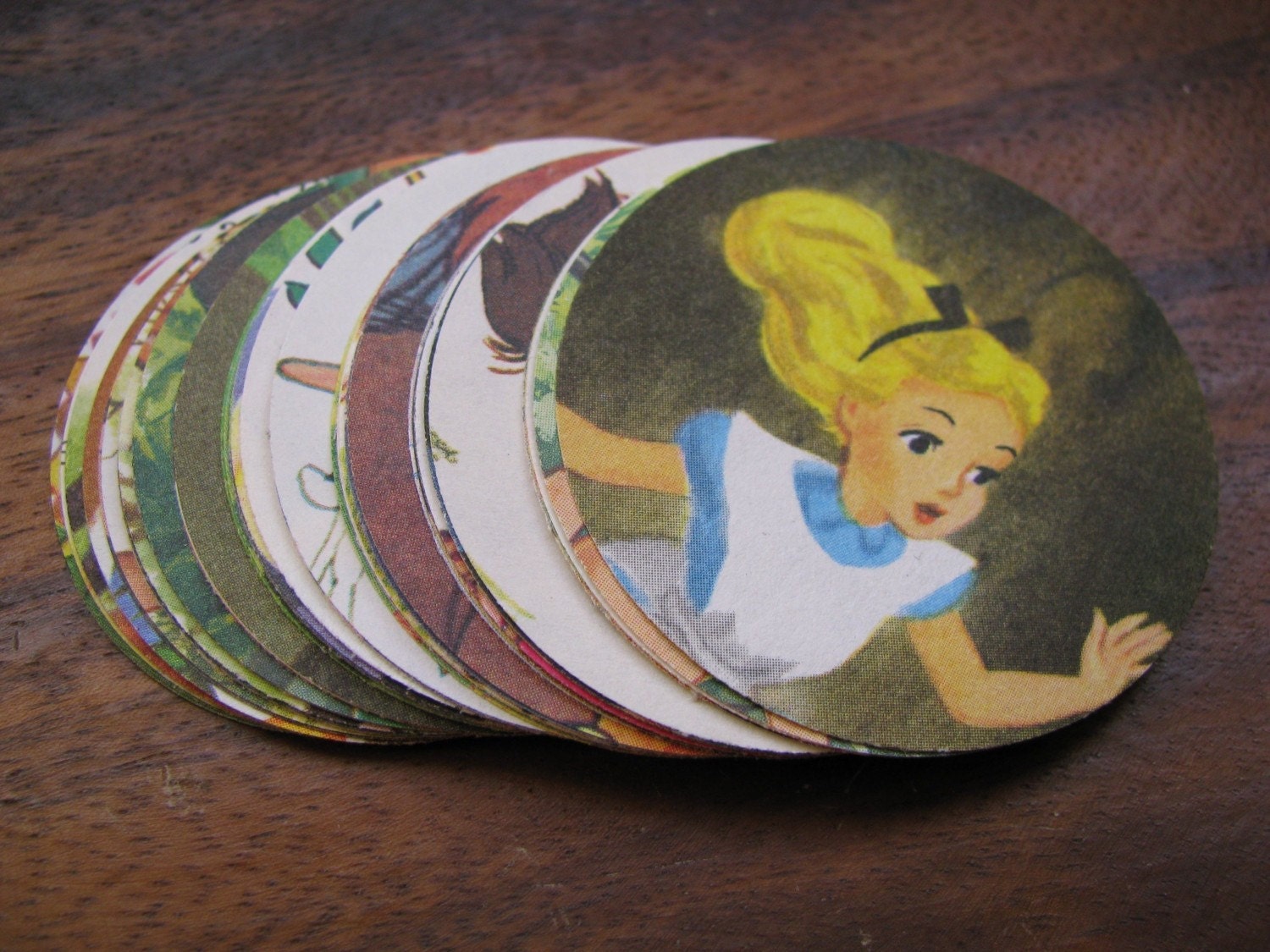 Vintage Hand Punched Disney Children's Book Illustrations 2 Inch Circles