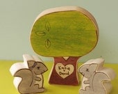 Personalized Squirrel Pair (grey) and Sweetheart Tree Wedding Cake Topper Love Gift