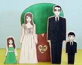 Custom Family Wedding Cake Topper-Two Adults, Two Children, and One Sweetheart Tree