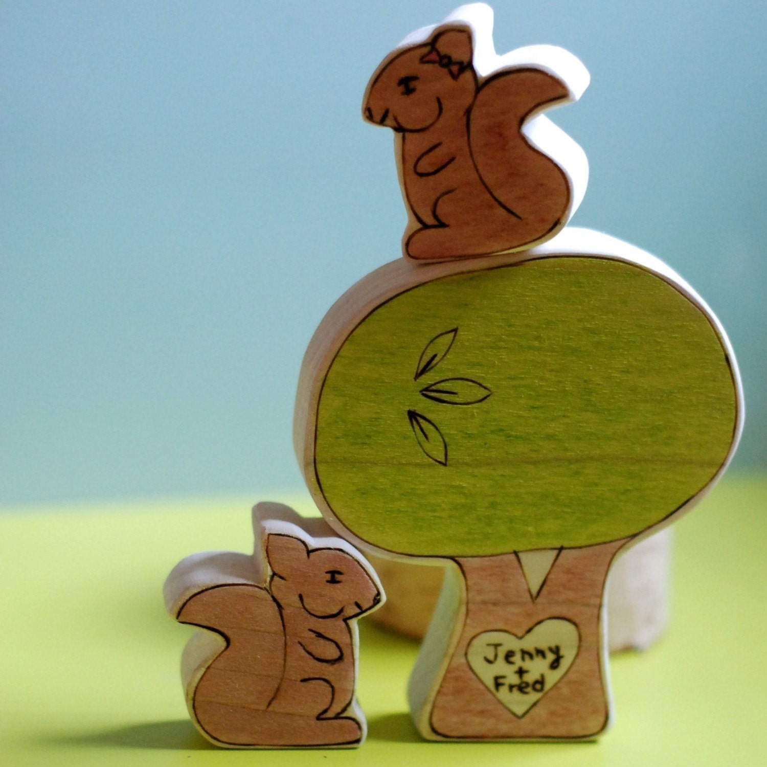 Personalized Squirrel Pair and Sweetheart Tree