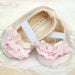 Charlotte baby shoe/booties in cream and pink