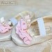 Charlotte baby shoe/booties in cream and pink