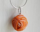 Orange Yarnball Necklace