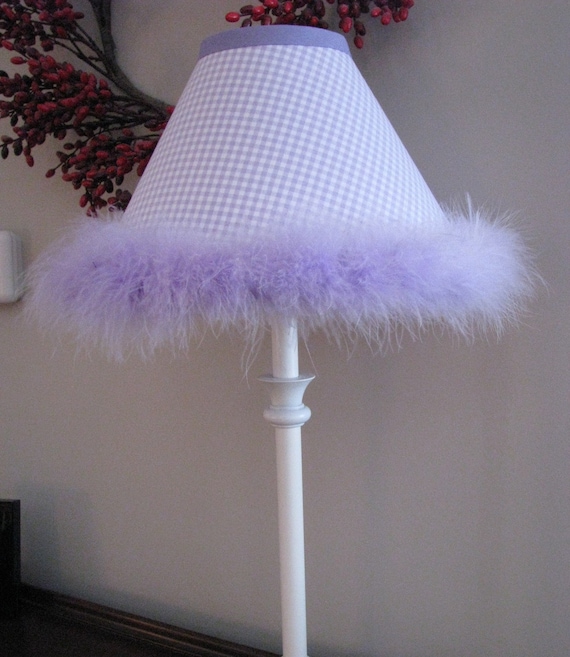 Lamp Shades  Feathers on Lavender Gingham Lamp Shade With Lavender Ostrich Feathers Girls Room