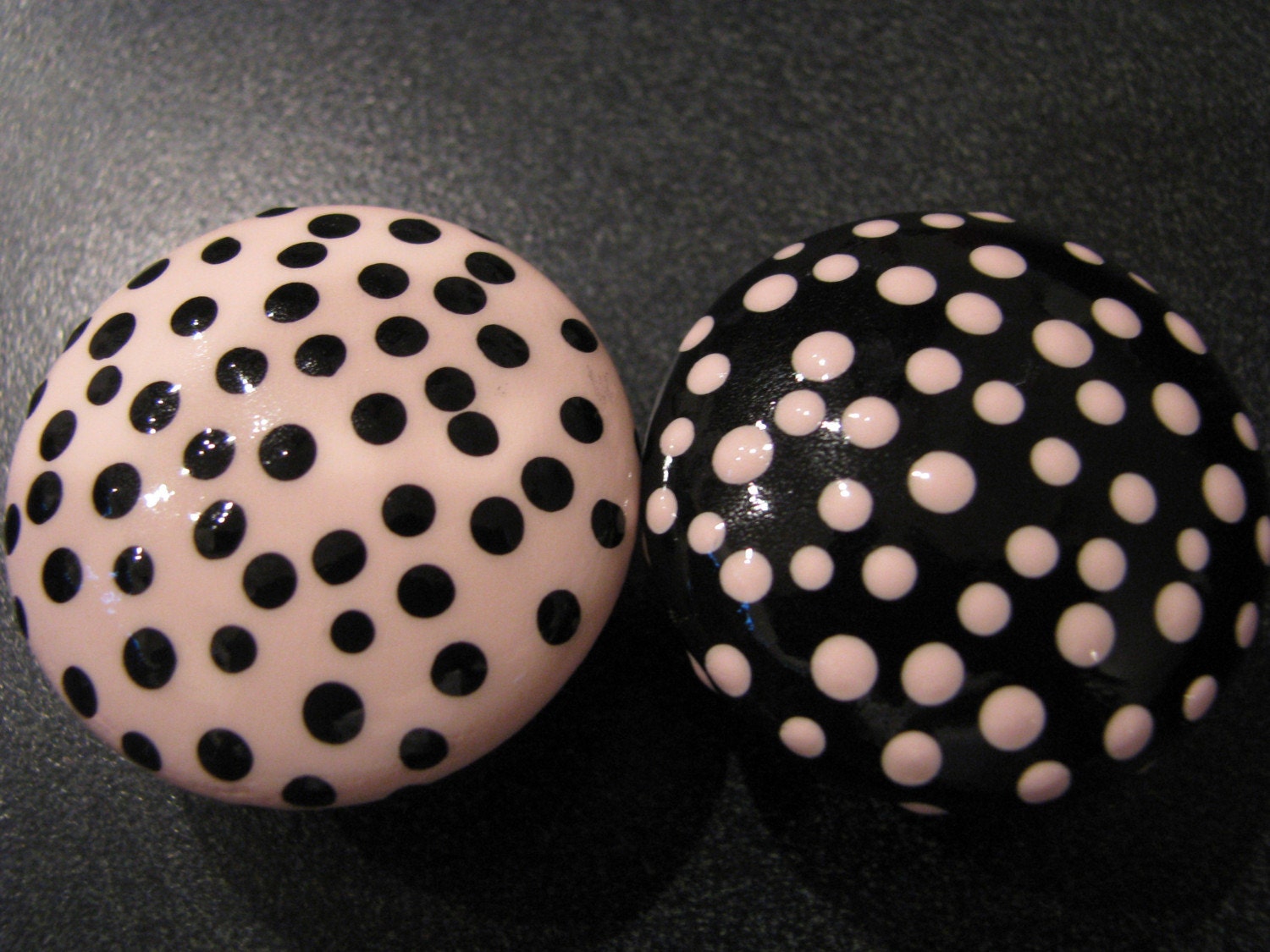 Pink and Black Polka Dot drawer dresser knobs nursery Bedroom kitchen Bathroom Baby shower gift