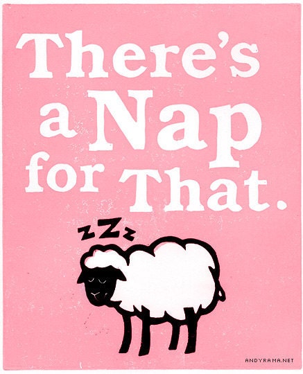 Sleepy Sheep 8x10" Lino Block Print - There's a NAP for That - Pink