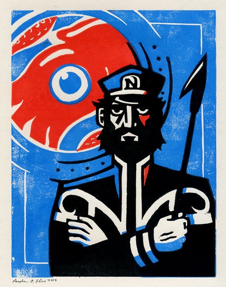 Captain Nemo - 20,000 Leagues Under the Sea Lino Print