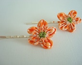 Shabby Fabric Flower Hair Pins - Set of 2