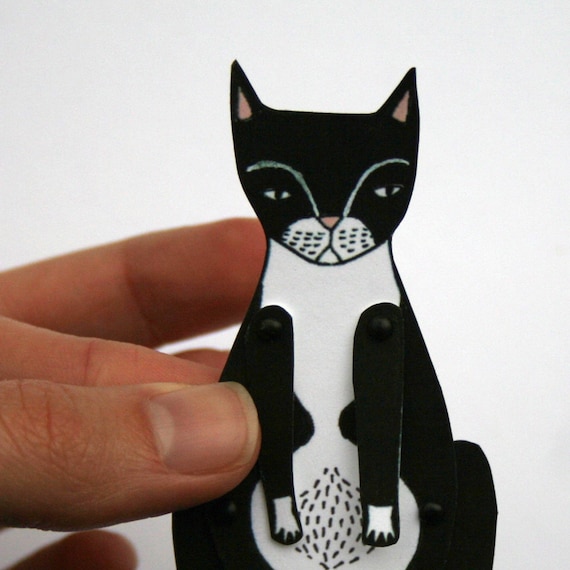 kitty cat moveable paper doll (tuxedo)