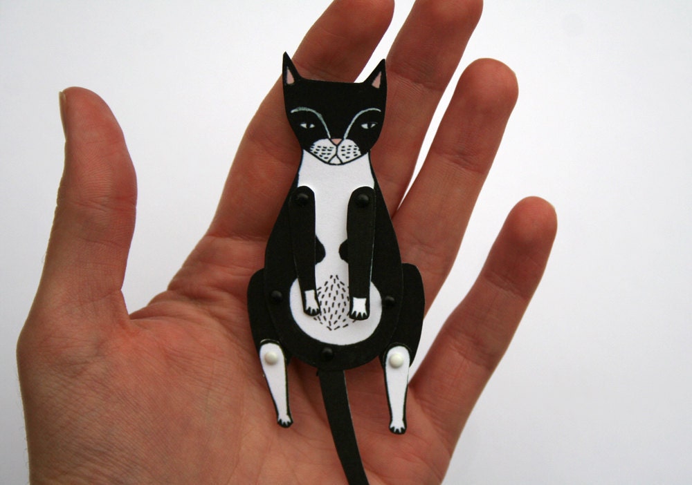 kitty cat moveable paper doll (tuxedo)